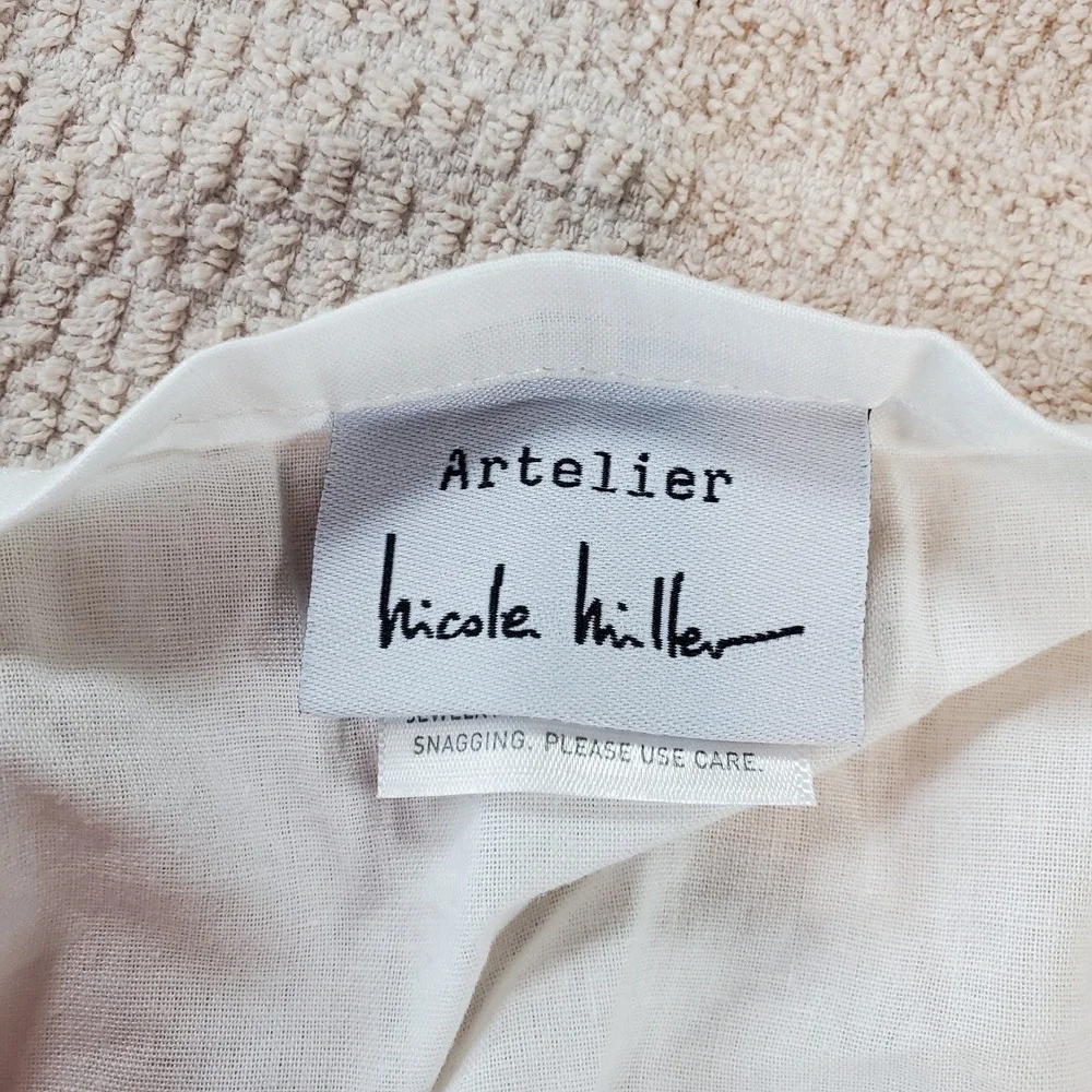 Nicole Miller Home‎ 2 Standard Pillowcase White With White Florals 100% Cotton